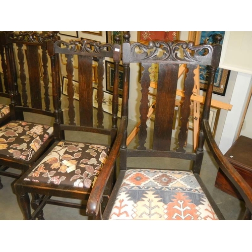 1513 - A set of six Edwardian oak dining chairs, COLLECT ONLY.