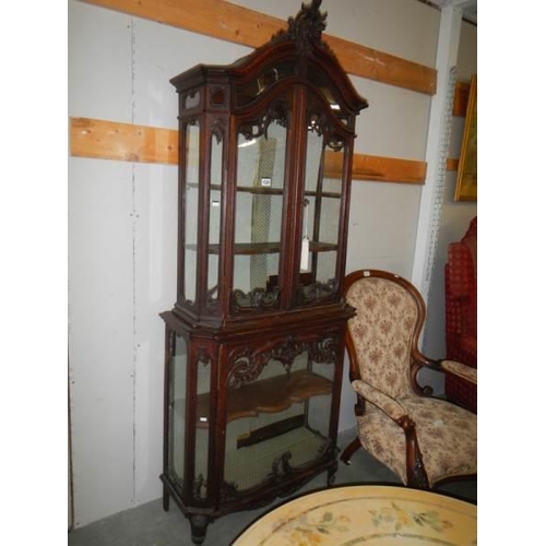 1520 - A 19th century French oak cabinet (vitrine), 107cm tall, COLLECT ONLY.