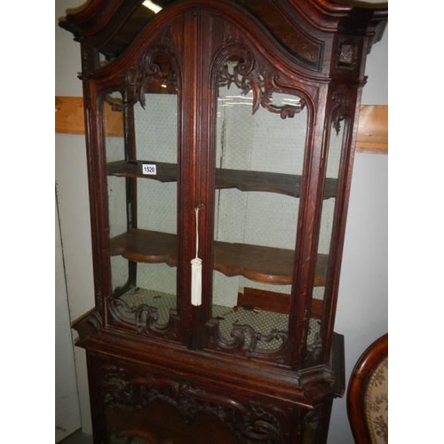 1520 - A 19th century French oak cabinet (vitrine), 107cm tall, COLLECT ONLY.