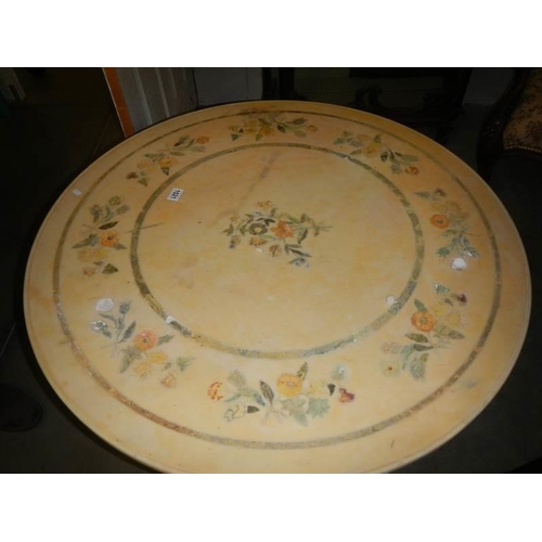 1521 - An Italian Scaliioli marble top coffee table, 100 cm diameter, COLLECT ONLY.