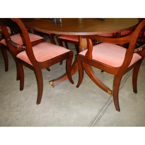 1524 - An oval mahogany dining chair with a set of six rail back chairs, COLLECT ONLY.