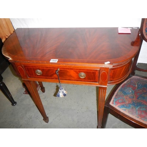 1540 - A mahogany single drawer hall table with string inlay, COLLECT ONLY.