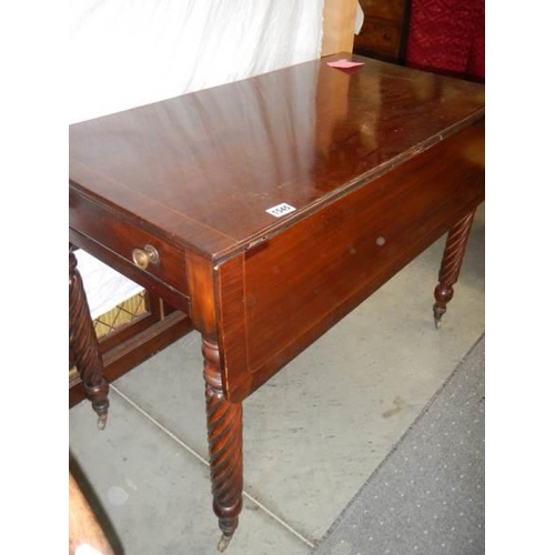 1545 - A good mahogany Pembroke table on barley twist legs, COLLECT ONLY.