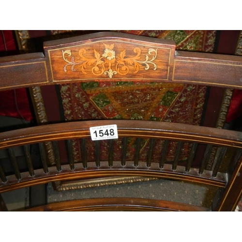 1548 - A mahogany inlaid bedroom chair. COLLECT ONLY.