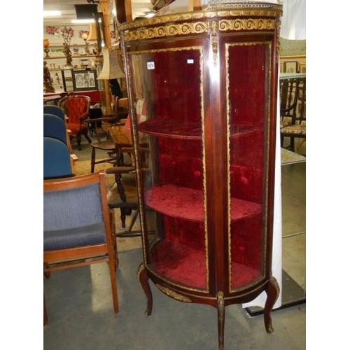 1574 - A 19th century French demi lune vitrine, 150 cm tall.COLLECT ONLY.