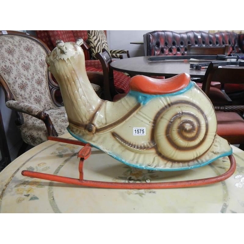 1575 - A 1950's Mobo pressed steel rocking snail, COLLECT ONLY.