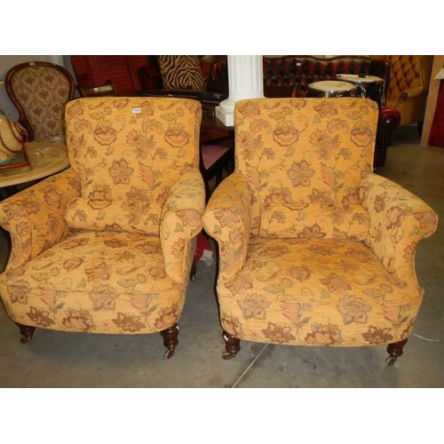 1578 - A pair of good quality newly re-upholstered arm chairs, COLLECT ONLY.