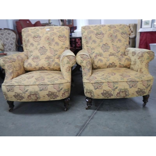 1578 - A pair of good quality newly re-upholstered arm chairs, COLLECT ONLY.