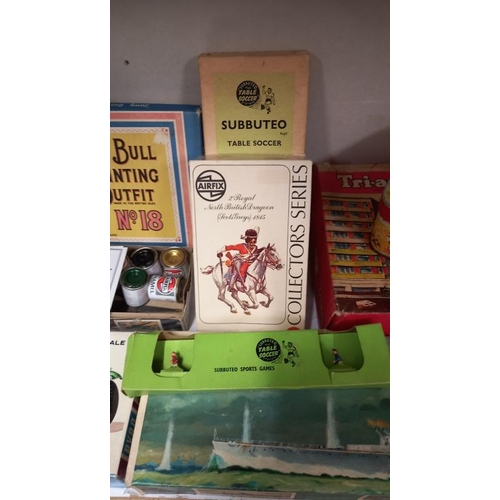 760 - A boxed Triang Artitex early Subbuteo Blackpool team, Airfix kit etc. all unchecked