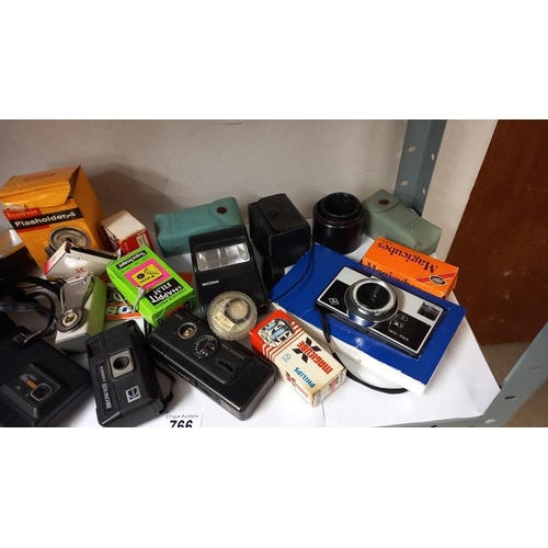 766 - A quantity of vintage camera's & accessories