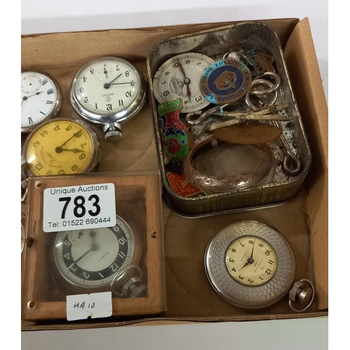 783 - A silver cased pocket watch, railway time keeper, services army etc. mostly for repair