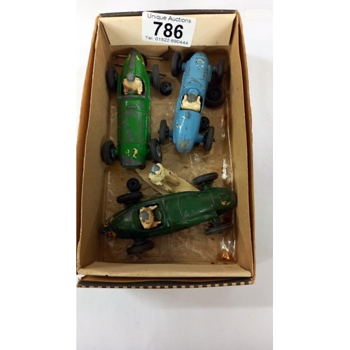 786 - Three 1950's Crescent die cast racing cars