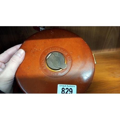 829 - A leather cased Rabone Chesterman tape measure