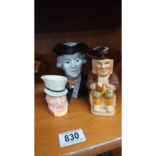 830 - 3 character & 2 Toby jugs