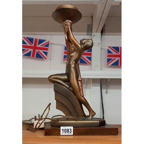 1083 - An original art deco figural lamp (No shade)