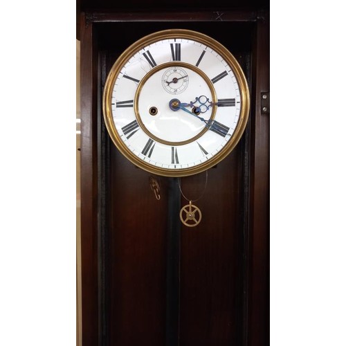 1546 - A Victorian mahogany double regulator wall clock, COLLECT ONLY.