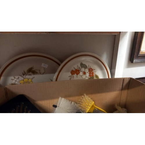 849 - Mountain Wood collection, stoneware dried flowers, Japanese dinner plates & a box of cutlery/flatwar... 