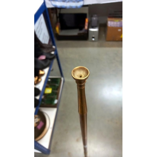 852 - A 120cm long copper post horn, COLLECT ONLY