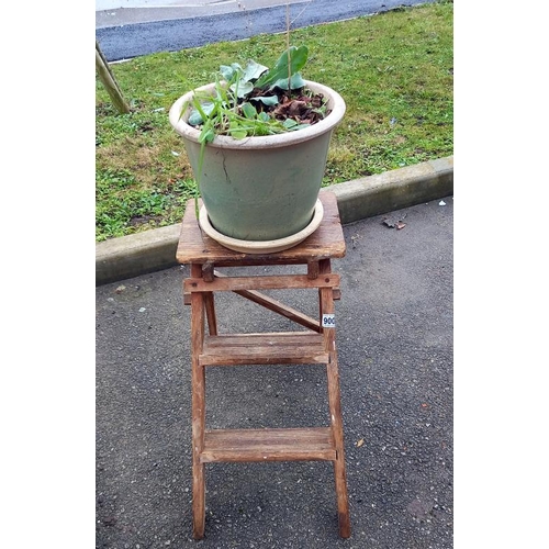 900 - A small wooden step ladder & a planter, COLLECT ONLY