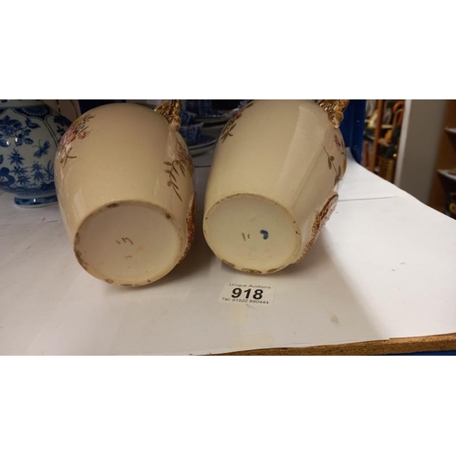 918 - A pair of Victorian pottery vases