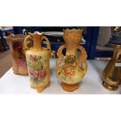 919 - 2 Victorian pottery vases & a jug