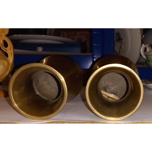 920 - A pair of Victorian heavy brass vases