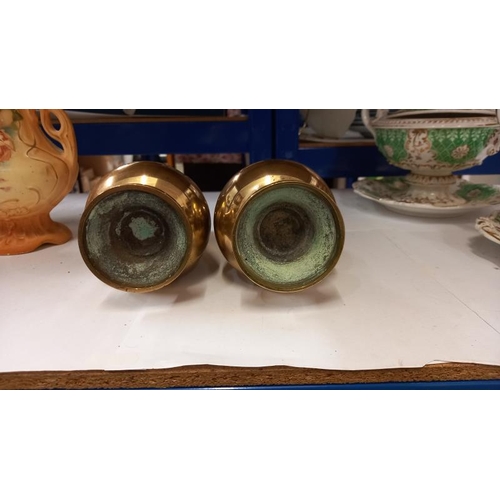 920 - A pair of Victorian heavy brass vases