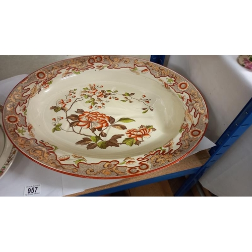 957 - 3 Victorian meat plates