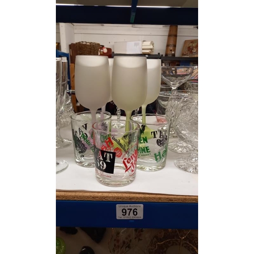 976 - A good lot of glassware including crystal, wine glasses, jugs etc