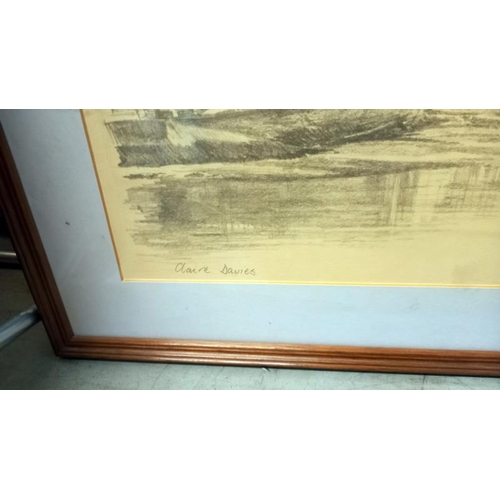 995 - A pair of framed and glazed pencil prints by Glyn & Claire Davies - Fishing villages possibly St. Ma... 