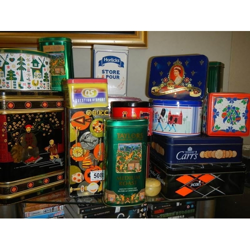 508 - A mixed lot of vintage tins.