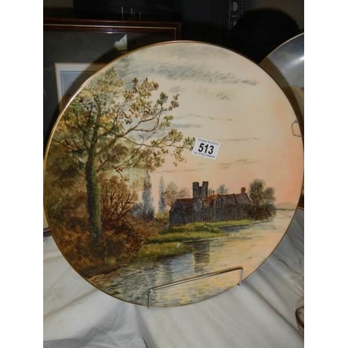 513 - Two hand painted wall plates bu M W K Blair.  one a/f.