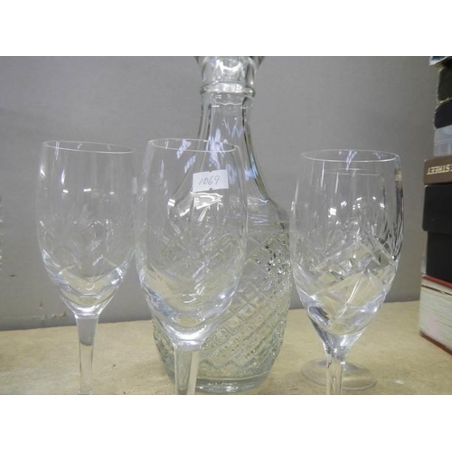 547 - Two glass decanters and a quantity of glasses,. COLLECT ONLY.