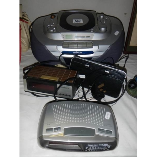 549 - A Hitachi 'Boombox' radio, cassette, CD player and others.