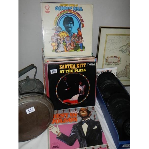 558 - A quantity of LP records including Eartha Kitt, Al Johnson, Benny Hill etc.,