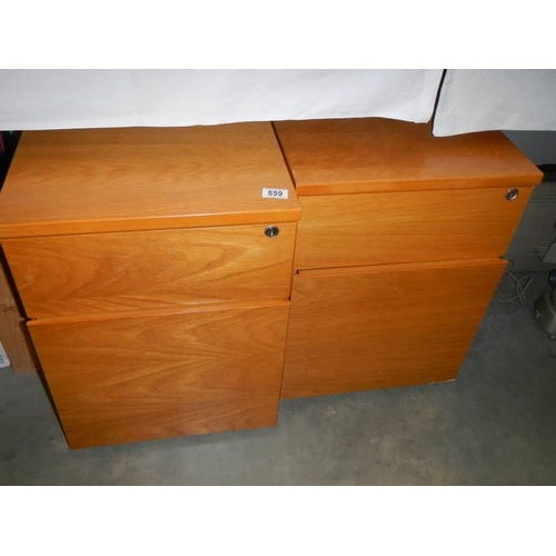 559 - Two oak effect office filing cabinets, COLLECT ONLY.