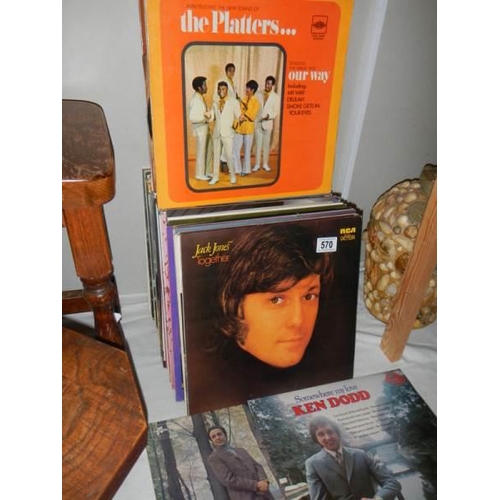 570 - A Quantity of LP records including Jack Jones, Ken Dodd, The Platters etc.,