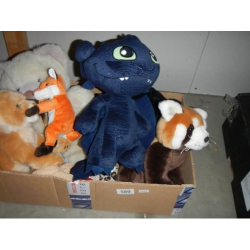 589 - A box of soft toys.