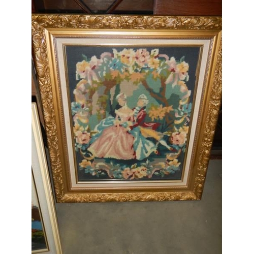 612 - Four framed tapestry/woolwork pictures. COLLECT ONLY