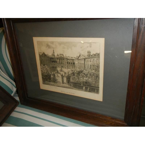 702 - Four framed and glazed 1930's engravings. COLLECT ONLY.