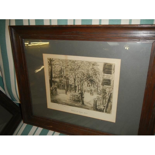 702 - Four framed and glazed 1930's engravings. COLLECT ONLY.