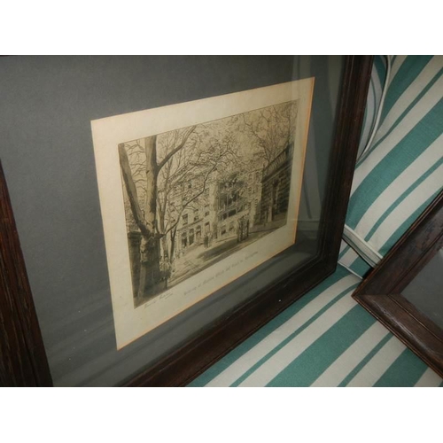 702 - Four framed and glazed 1930's engravings. COLLECT ONLY.