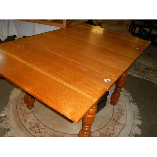 735 - A good oak draw leaf table, COLLECT ONLY.