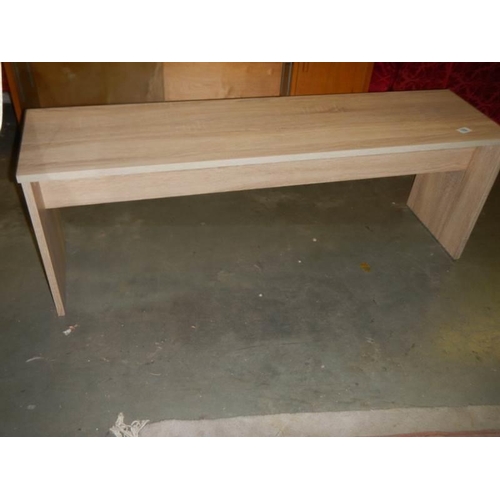 792 - A long limed oak effect bench, COLLECT ONLY.