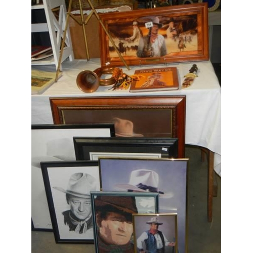 794 - A quantity of John Wayne related items including LE of 95 John Wayn knife a/f, bugle plaque, framed ... 