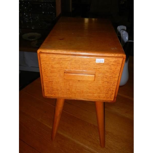 799 - An unusual 1960's single drawer side table on spindle legs, COLLECT ONLY.