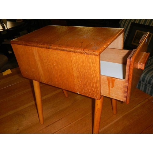 799 - An unusual 1960's single drawer side table on spindle legs, COLLECT ONLY.