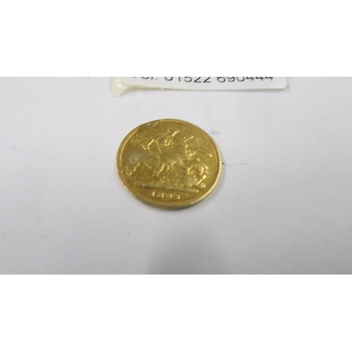 1032 - A Victorian 1893 gold half sovereign.