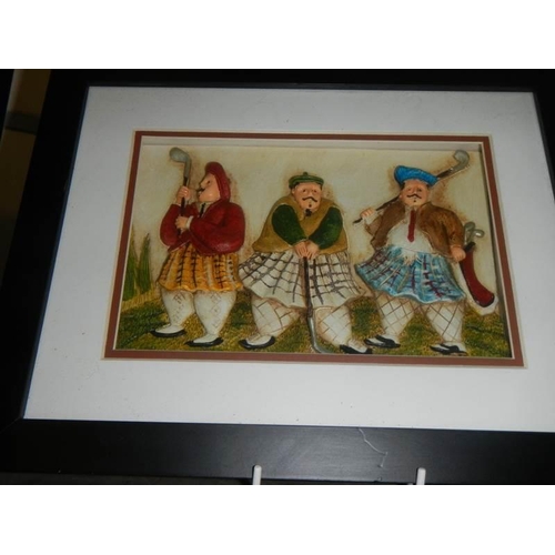 704 - A pair of framed and glazed Scottish golfing humorous prints.