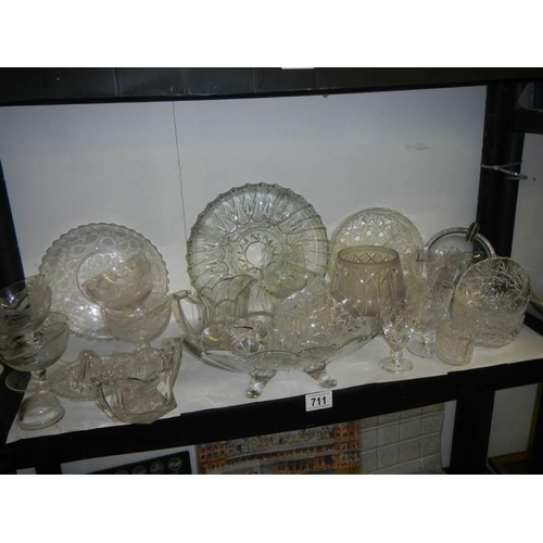 711 - A mixed lot of moulded and other glass ware, COLLECT ONLY.